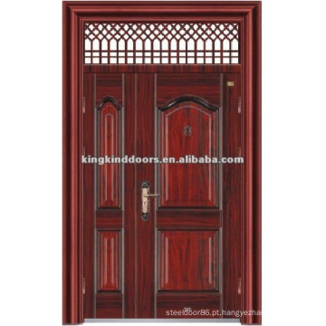 Porta dupla folha Design aço segurança porta com janela superior KKDFB-8010 da China Top 10 marca